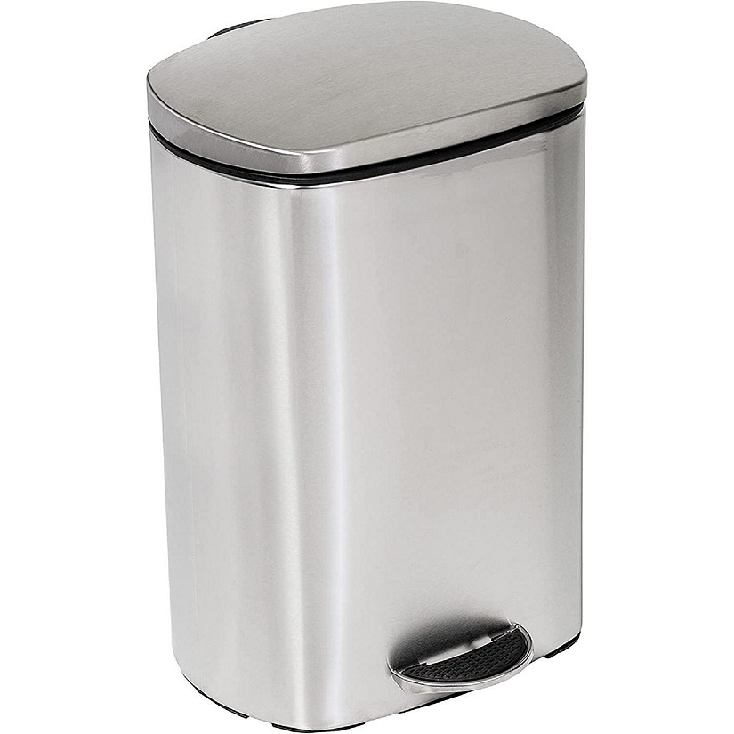 Honey-Can-Do Rectangular Stainless Steel Step Trash Can with Lid, 12-Liter Image