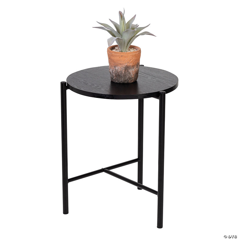 Honey-Can-Do Round Side Table with T-Pattern Base, Black Image