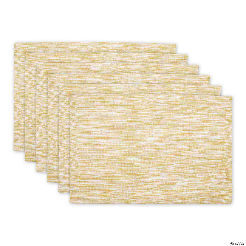 Honey Gold And Off-White Tonal Recycled Cotton Slubby Rib Placemat (Set Of 6) Image