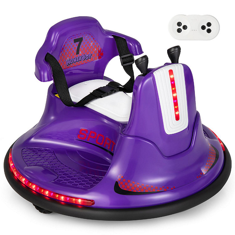 Honeyjoy 12V Bumper Car for Kids Toddlers Electric Ride On Car Vehicle with 360&#176; Spin Purple Image