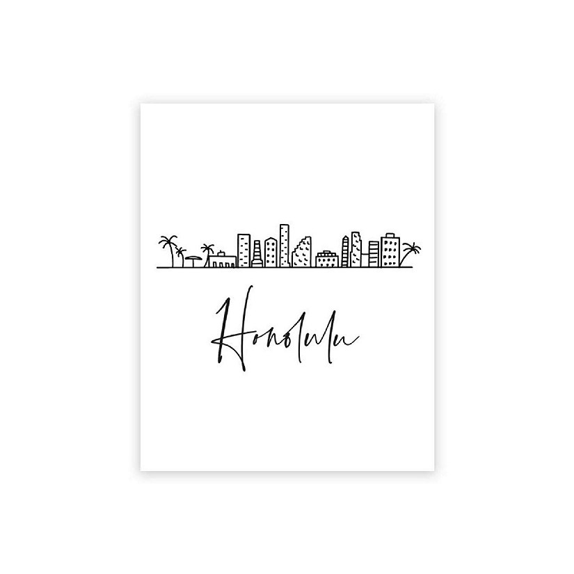 Honolulu Skyline BW 16x20in 1-Pack Image