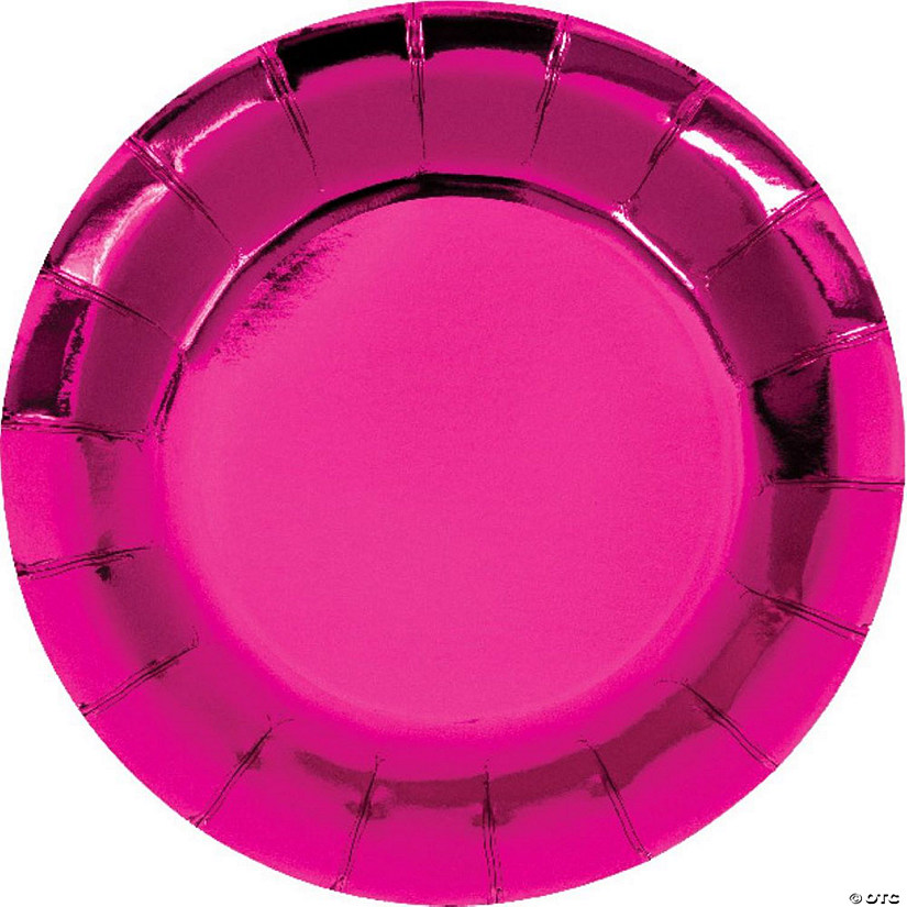 Hot Pink Foil Dessert Plates, 24 ct Image