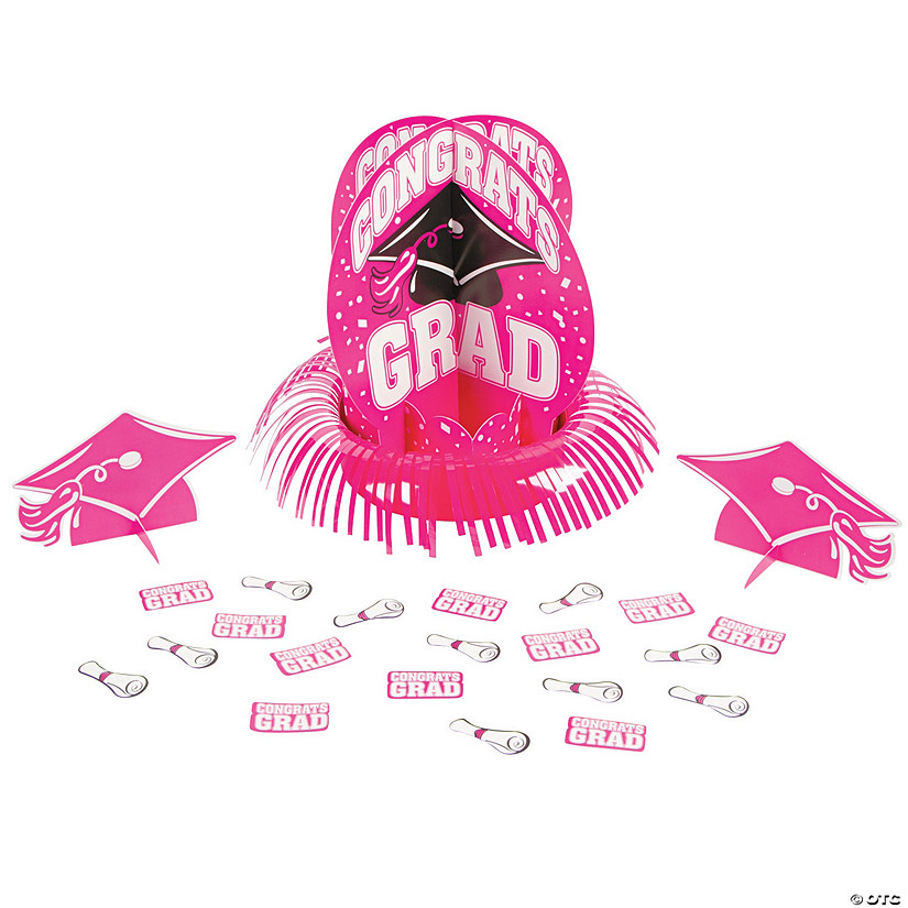 Hot Pink Graduation Party Table Decorating Kit Image