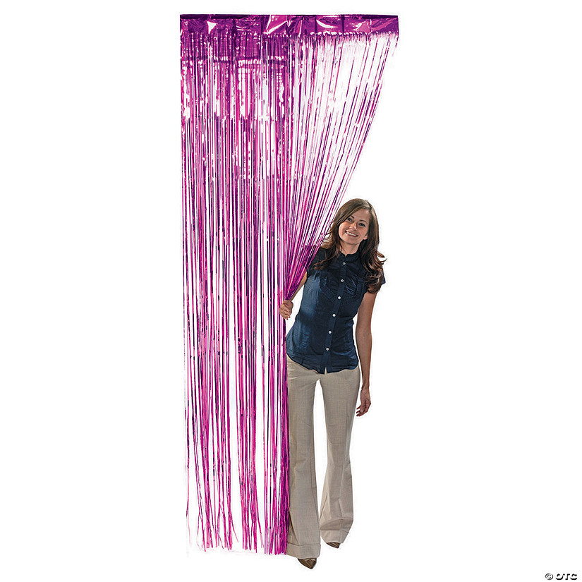 Hot Pink Metallic Fringe Door Curtain Image