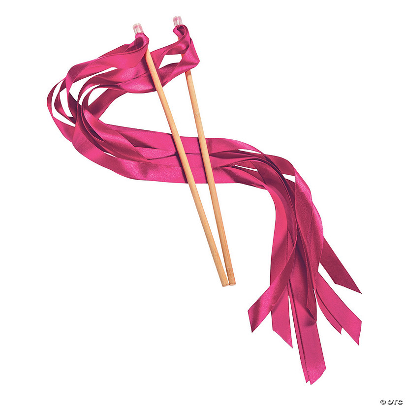 Hot Pink Ribbon Wands - 24 Pc. Image