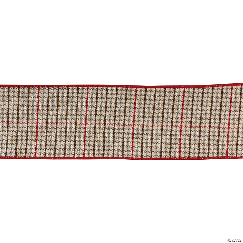 Houndstooth Plaid 4" X 10 Yds. Ribbon Wired Polyester Image