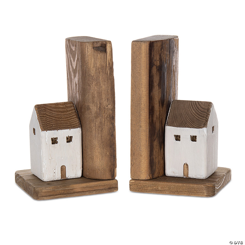 House Bookends (Set Of 2) 4.75"L X 8.25"H Wood Image