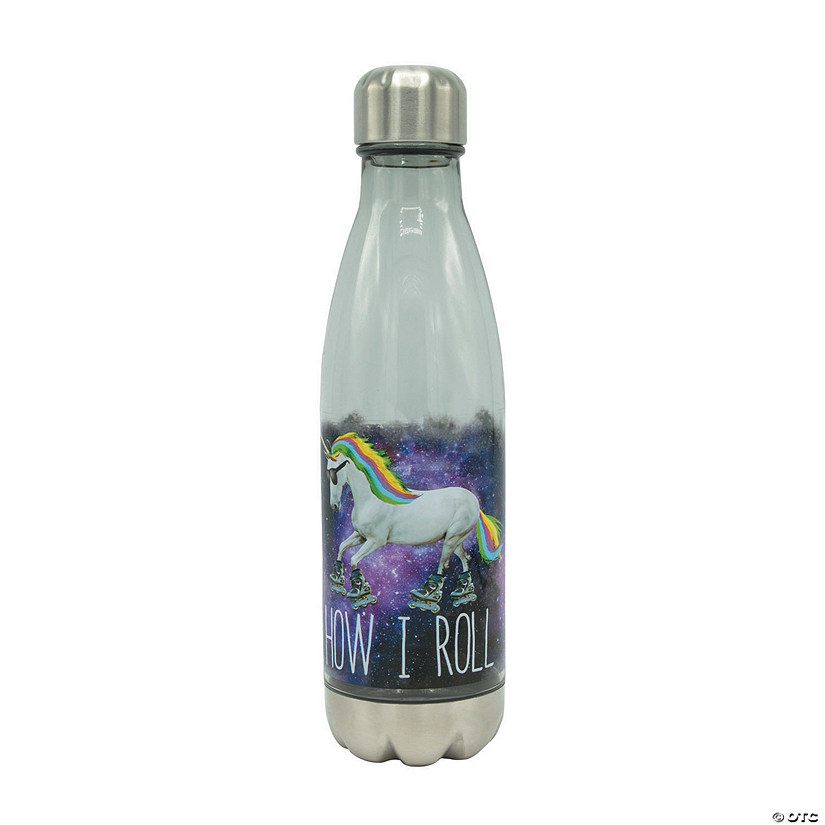 How I Roll Unicorn Curved Reusable Glass Water Bottles with Lid - 4 Ct. Image