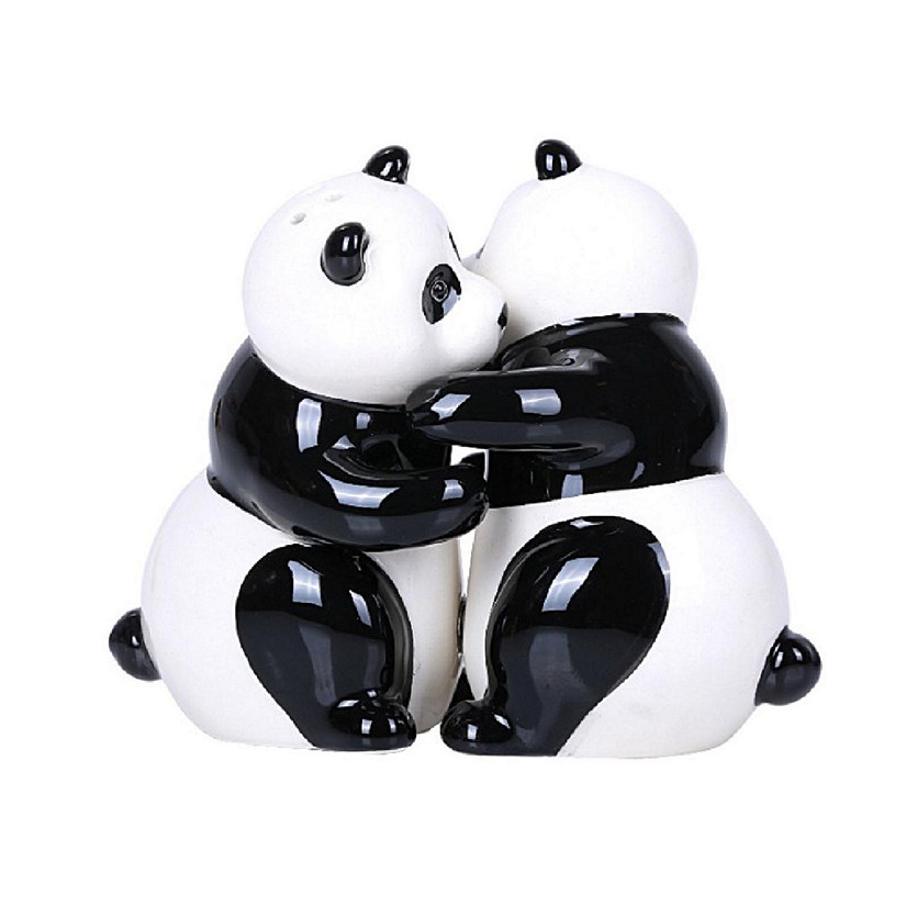 Hugging Panda Bears Ceramic Magnetic Salt and Pepper Shaker Set Image