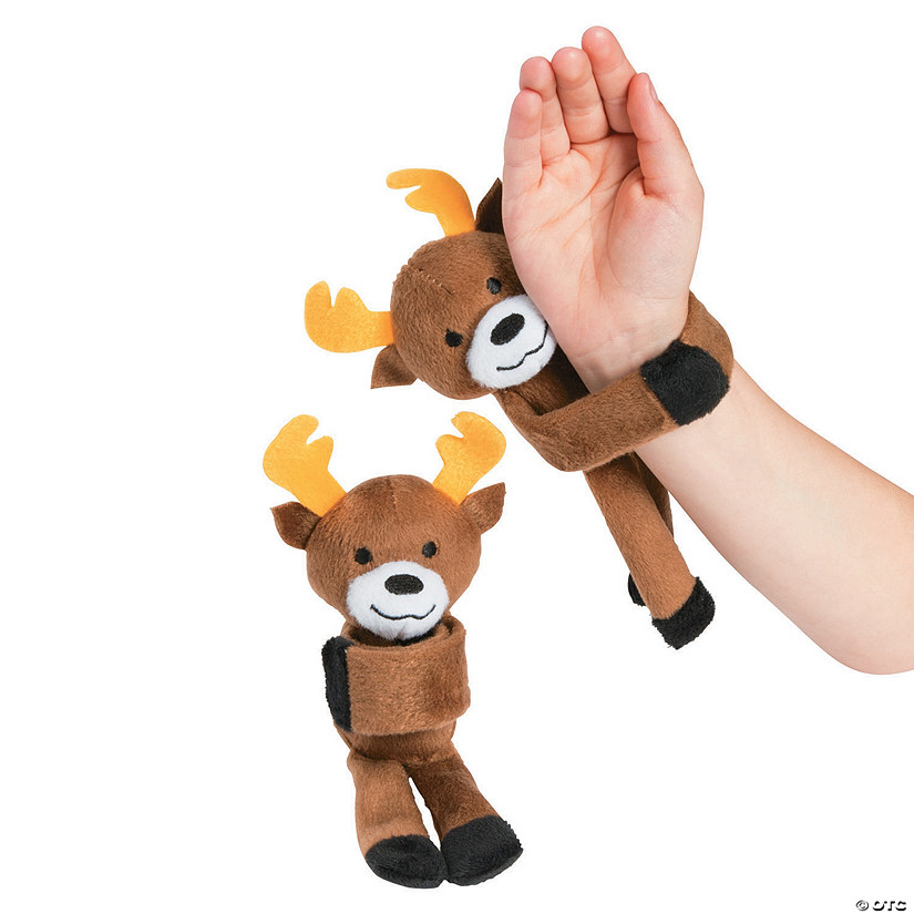 Hugging Stuffed Reindeer Slap Bracelets - 12 Pc. Image