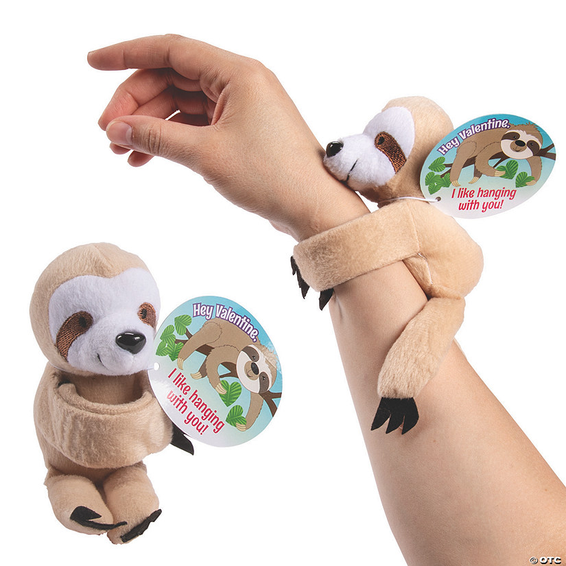 Hugging Stuffed Sloth Bracelet Valentine Exchanges with Card for 12 Image