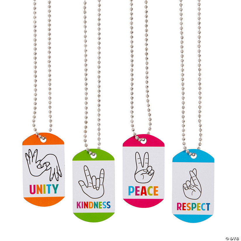 Humankind & Diversity Dog Tag Necklaces - 12 Pc. Image
