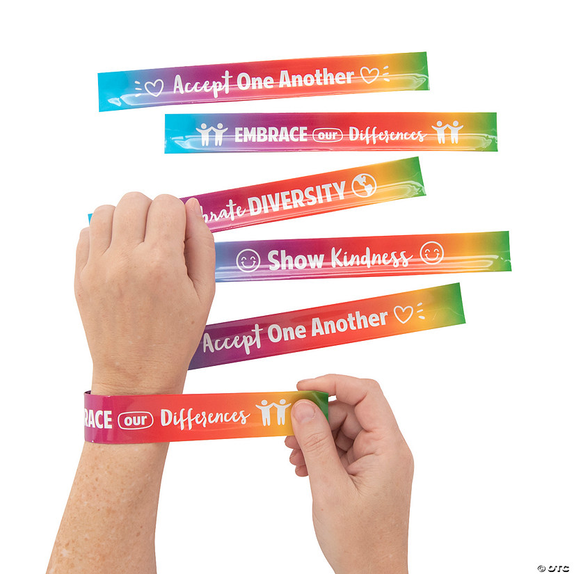 Humankind & Diversity Slap Bracelets 12 Pc. Oriental Trading