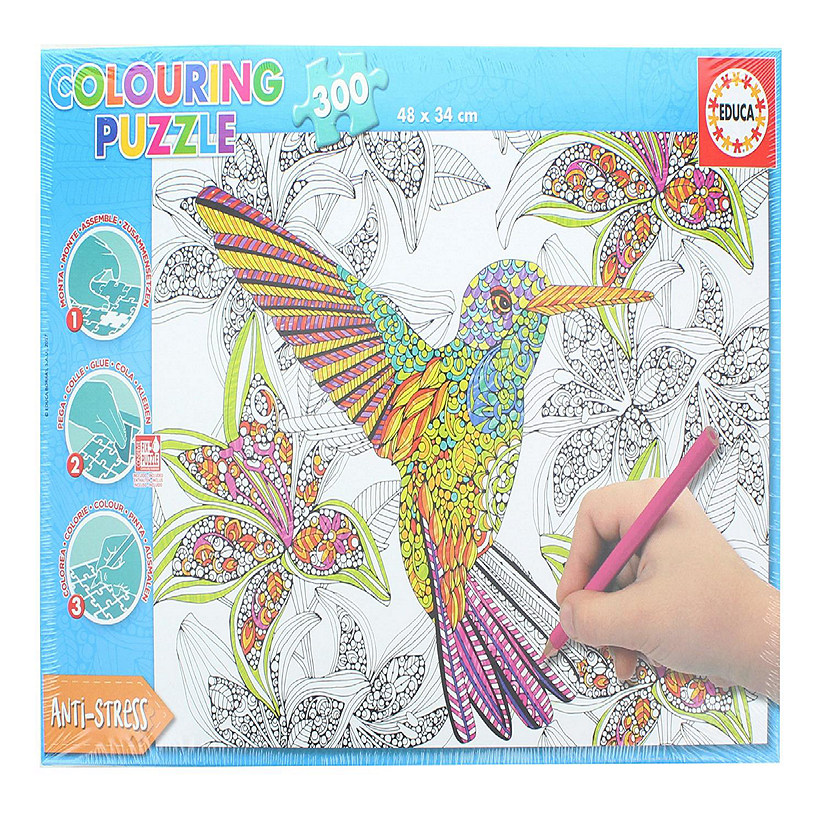 Hummingbird 300 Piece Coloring Jigsaw Puzzle Image