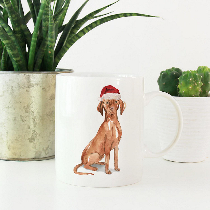 Hungarian Vizsla Santa Hat Ceramic Mug Image
