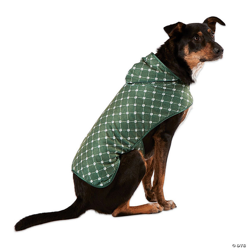 Hunter Green Printed Trellis Paw Medium Pet Robe Image