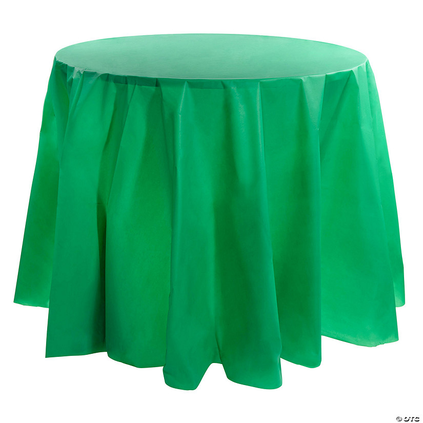 Hunter Green Round Disposable Plastic Tablecloths (84") - 96 Tablecloths Image