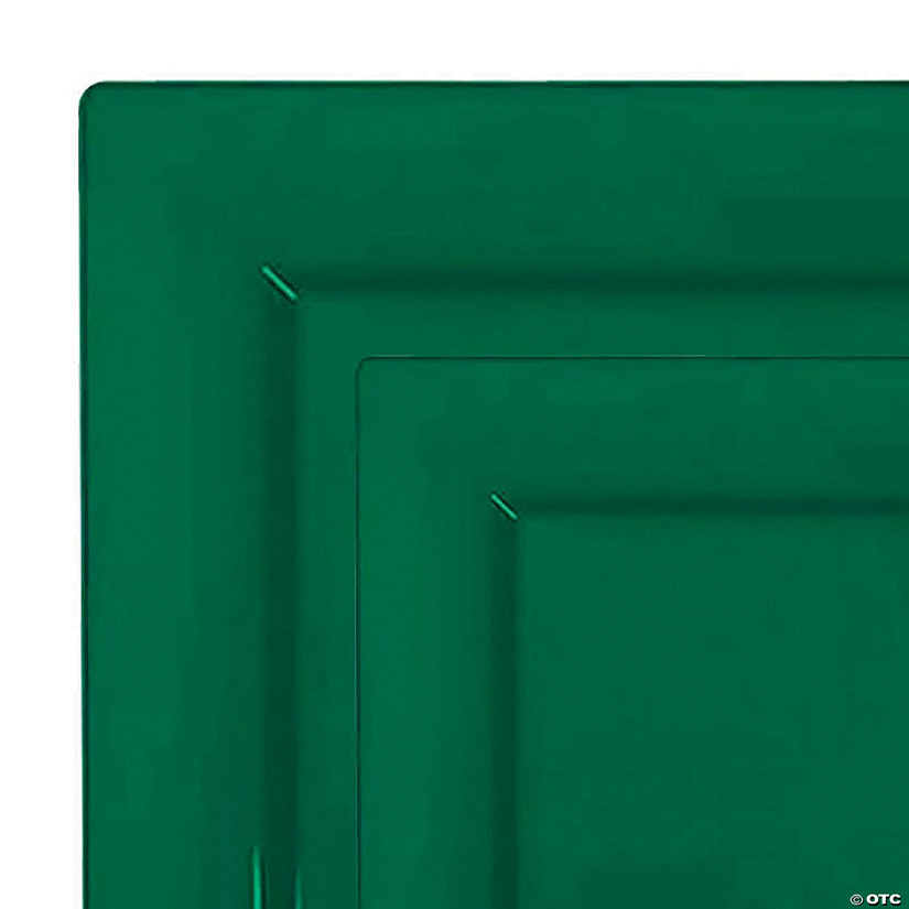 Hunter Green Square Plastic Plates Dinnerware Value Set (40 Dinner Plates + 40 Salad Plates) Image