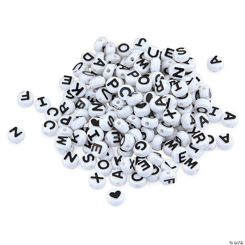 Hygloss ABC Beads, Black and White, 300 Count Image