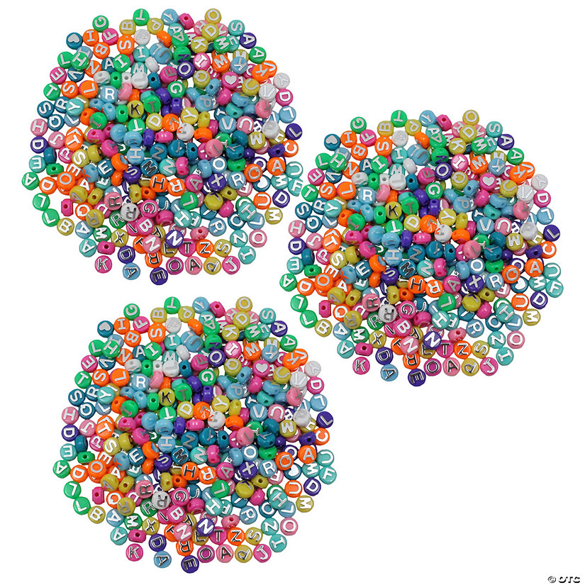 Hygloss ABC Beads, Colored, 300 per pack, 3 packs total Image