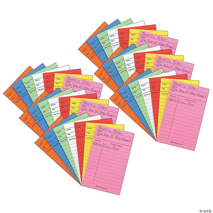Hygloss&#174; Bright Library Cards, Assorted Colors, 50 Per Pack, 6 Packs Image