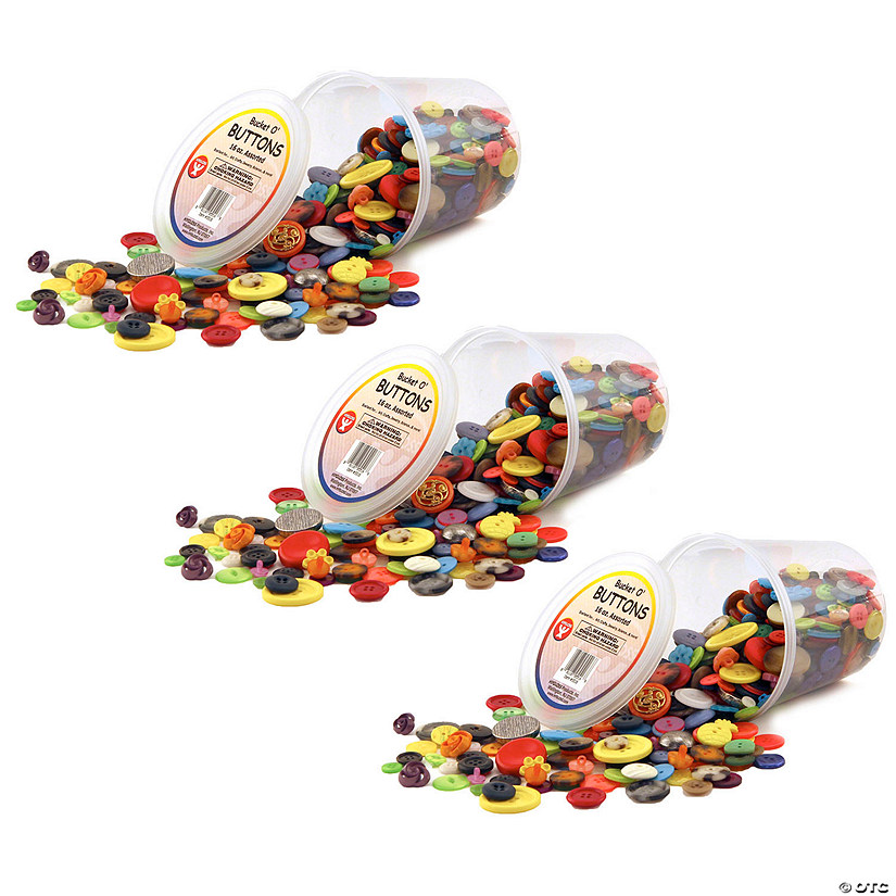Hygloss Bucket O'Buttons, Assorted, 16 oz Per Pack, 3 Packs Image