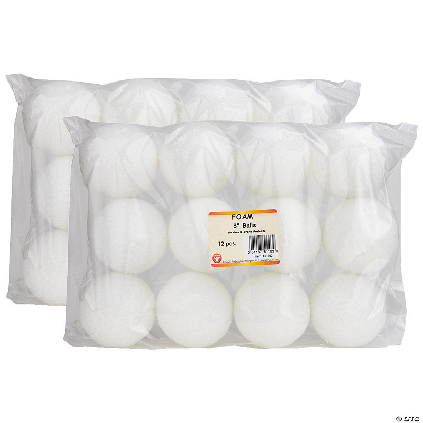 Hygloss Craft Foam Balls, 3 Inch, 12 Per Pack, 2 Packs Image