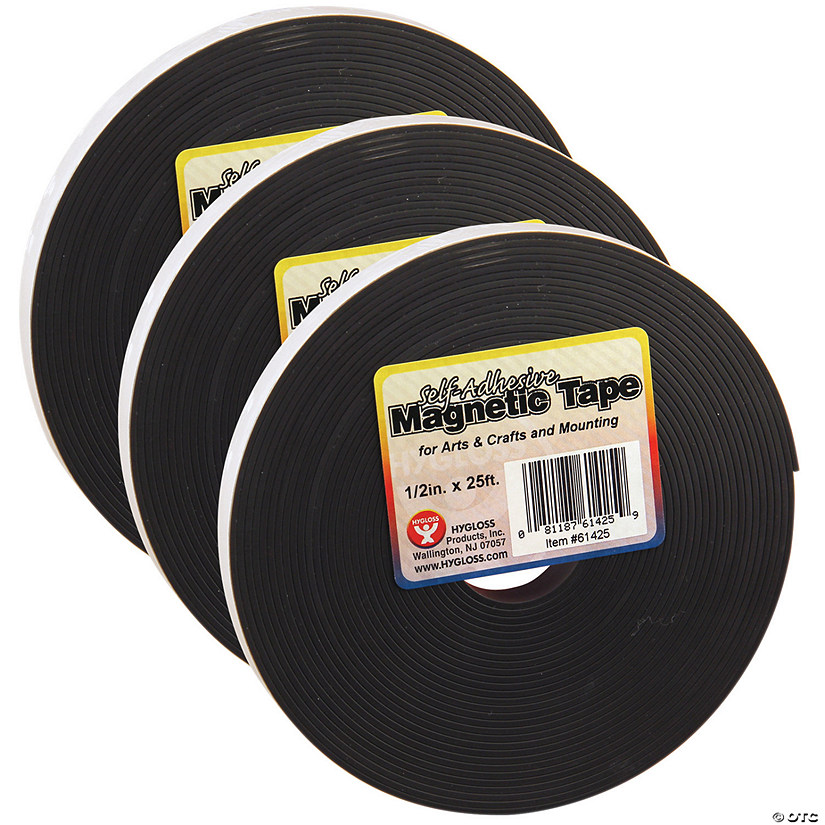 Hygloss Magnetic Strips, 0.5 x 300 Per Roll, 3 Rolls