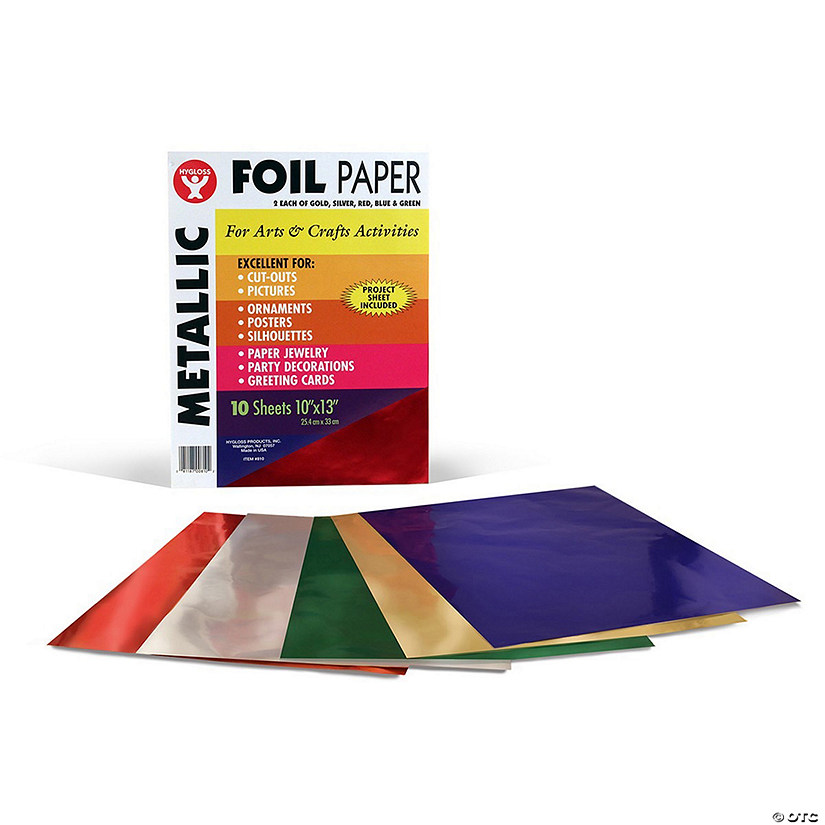 Hygloss Metallic Foil Paper Assortment, 10 Sheets Per Pack, 6 Packs Image