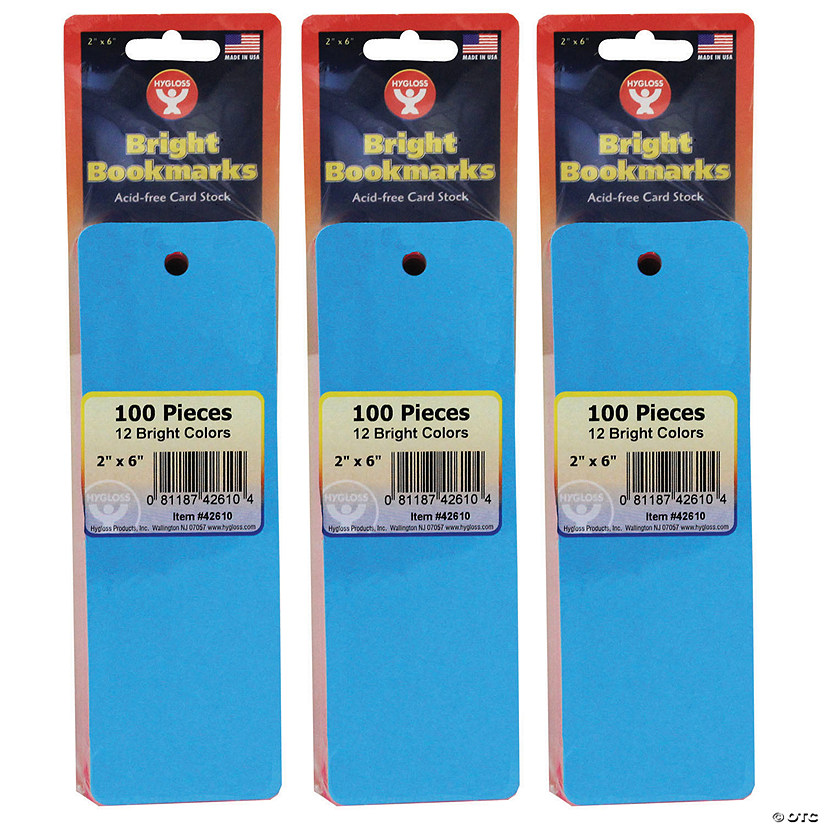Hygloss Mighty Bright&#8482; Bookmarks, 100 Assorted Colors Per Pack, 3 Packs Image