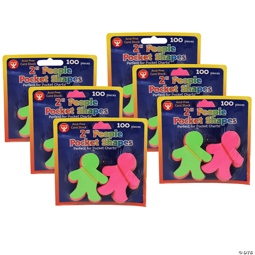 Hygloss Pocket Shapes, 2" People, 100 Per Pack, 6 Packs Image