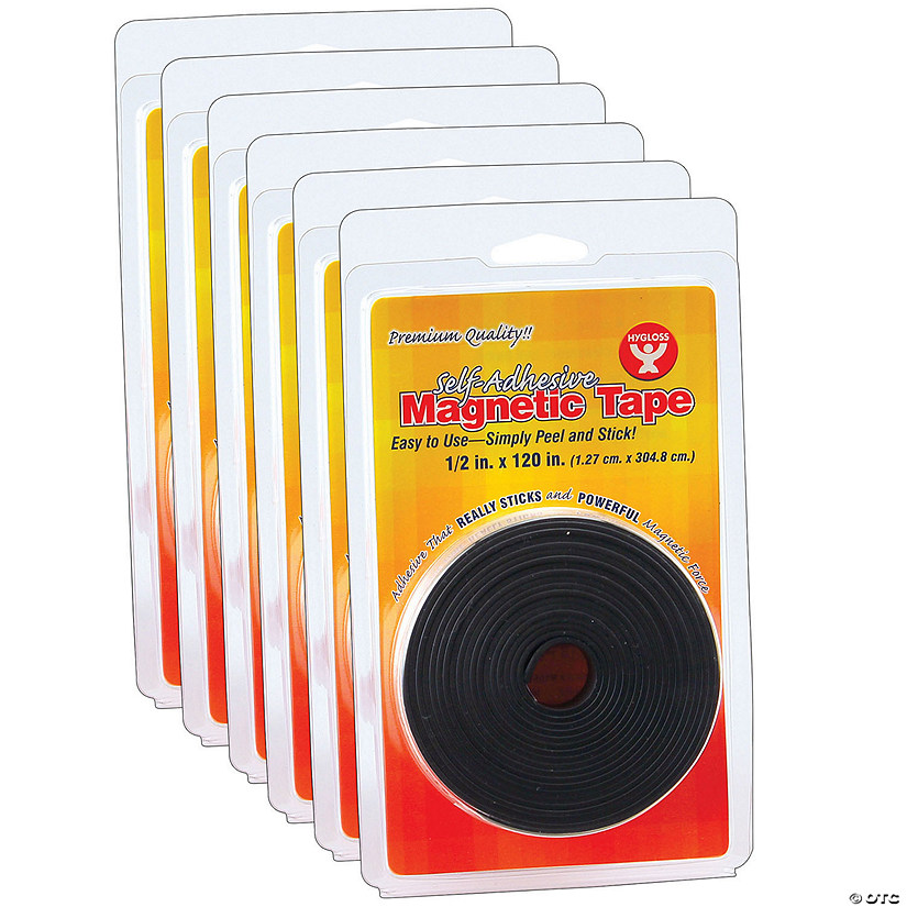 Hygloss Self-Adhesive Magnetic Tape Roll, 1/2" x 120", Pack of 6 Image