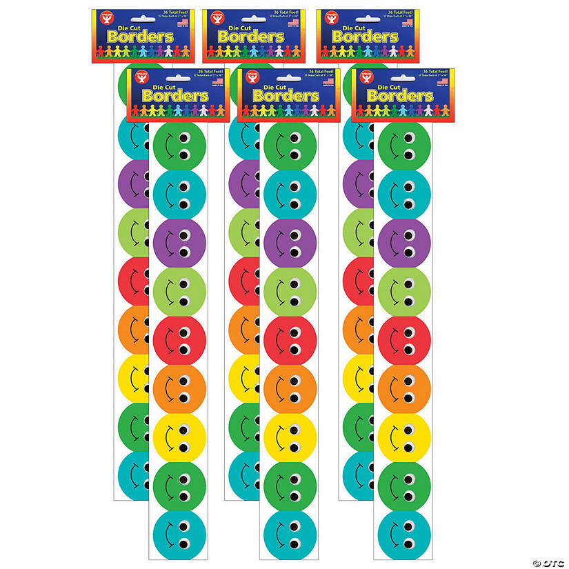 Hygloss Smiley Face Mighty Brights Border, 36 Feet Per Pack, 6 Packs Image