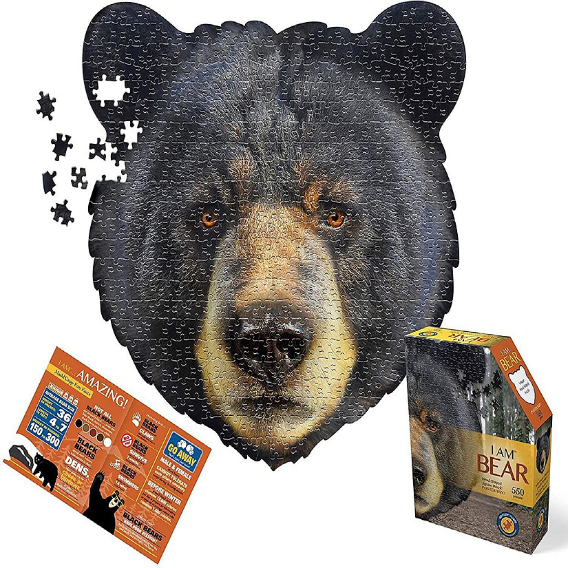 I AM Bear 550 Piece Animal Head-Shaped Jigsaw Puzzle Image