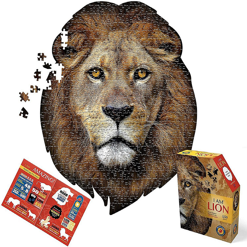 I AM Lion 550 Piece Animal Head-Shaped Jigsaw Puzzle Image
