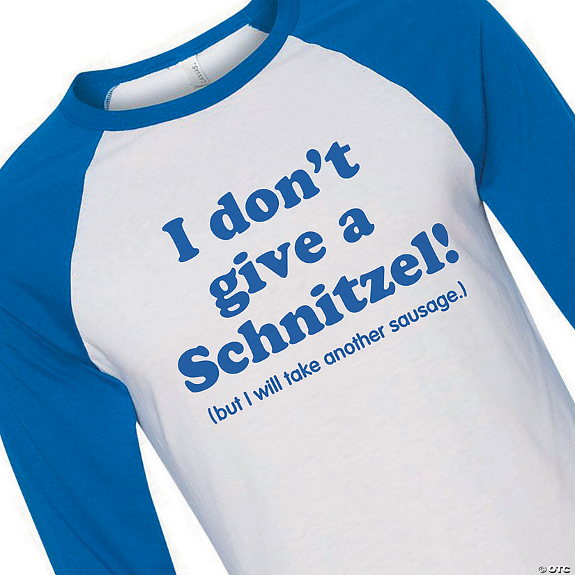I Don&#8217;t Give a Schnitzel Adult's Baseball T-Shirt Image