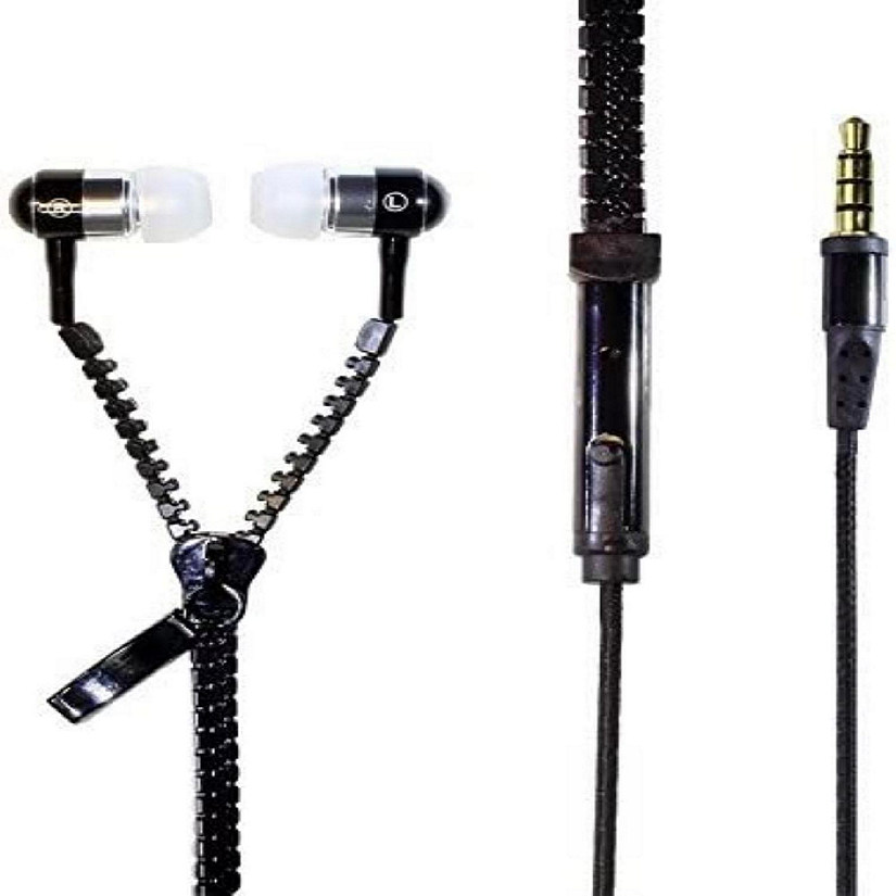 I-kool No Tangle, ZIPPER EARPHONES with Mic, Earbud, 3.5mm jack BLACK Image