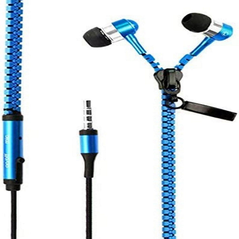 I-kool No Tangle, ZIPPER EARPHONES with Mic, Earbud, 3.5mm jack BLUE Image