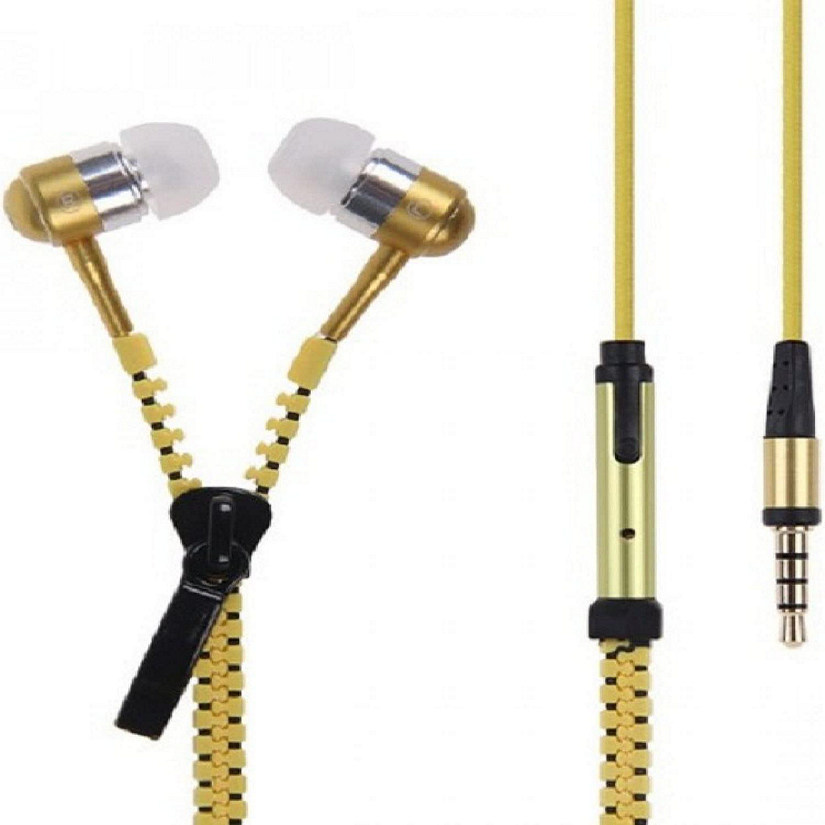 I-kool No Tangle, ZIPPER EARPHONES with Mic, Earbud, 3.5mm jack YELLOW Image