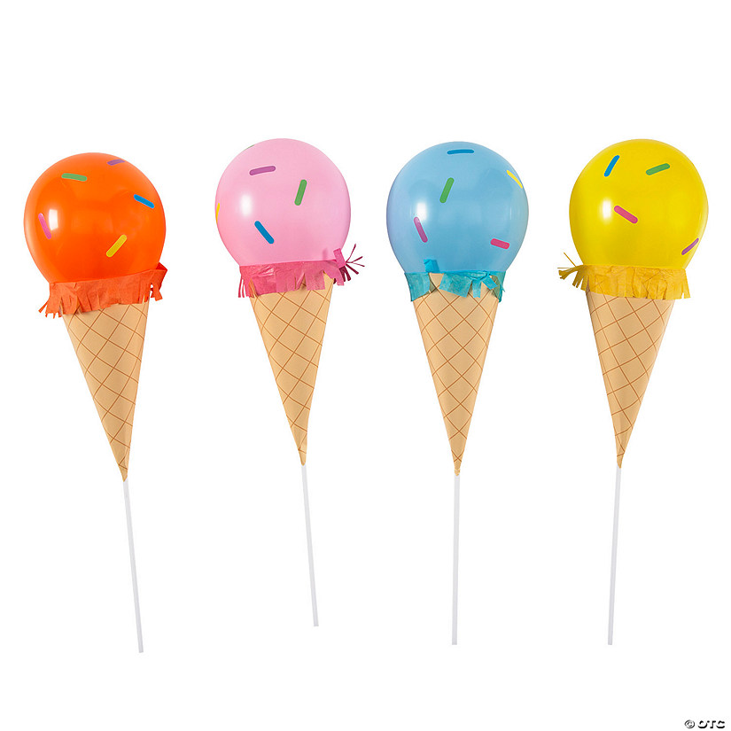 Ice Cream Cone 5" Latex Balloon Sticks Kit - Makes 6 Image