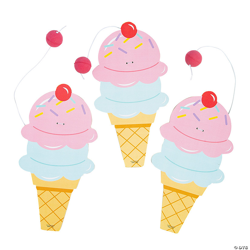 Ice Cream Cone Paddle Ball Games &#8211; 12 Pc.  Image