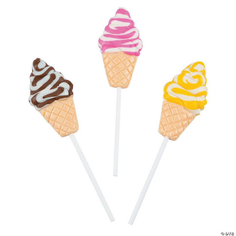 Ice Cream Cone-Shaped Lollipops - 12 Pc. Image