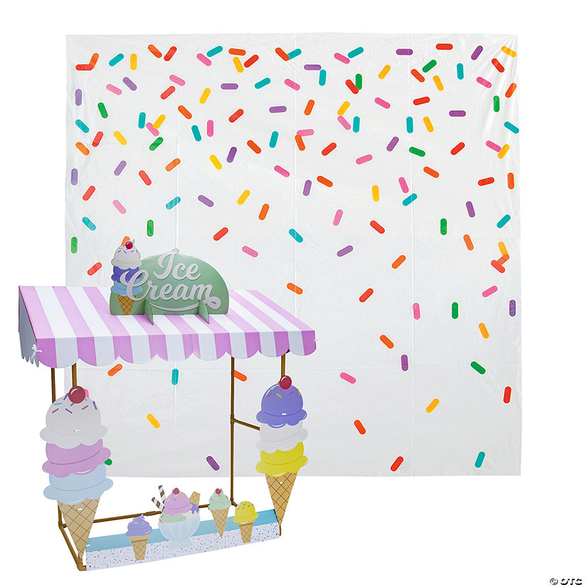 Ice Cream Sprinkles Backdrop &amp; Tabletop Hut Decorating Kit &amp;#8211; 7 Pc. Image