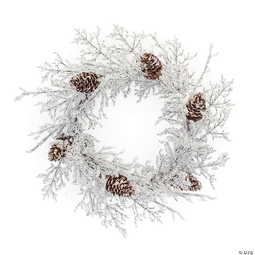 Iced Twig Pinecone Wreath 24"D Plastic Image