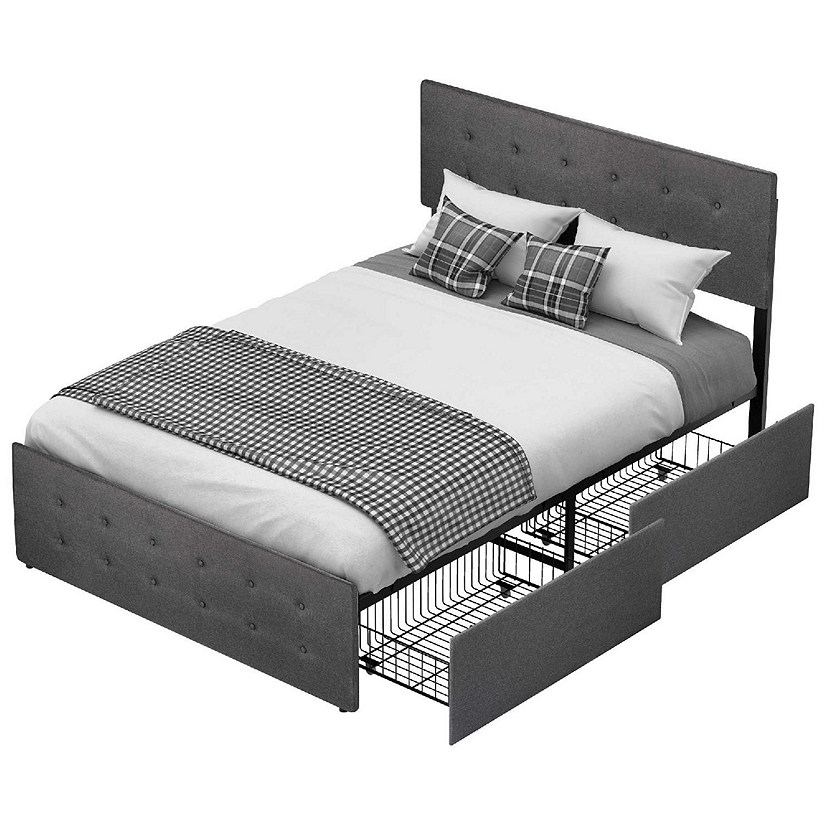 Idealhouse Lolita Queen Platform Bed Frame with 4 Storage Drawers