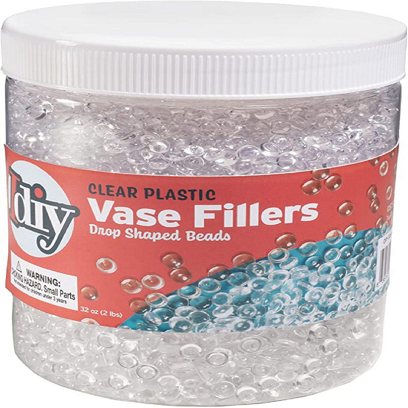 iDIY 32oz Vase Fillers (2 Pound Clear Flat Plastic Bead Drops) -Quarter 1/4" Image