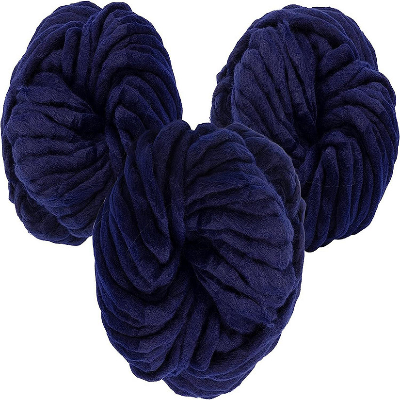 iDIY Chunky Vegan Wool Yarn 3 Pc (37 Yards Each Skein) -Navy Blue- Warm Thick Yarn for Soft Throw, Baby Blankets, Arm Knitting, Crocheting, DIYs & Art Projects Image