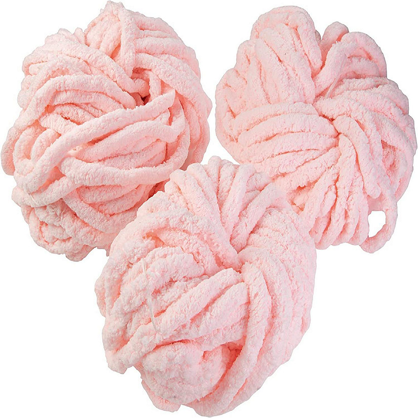 iDIY Chunky Yarn 3 Pack (24 Yards Each Skein) - Baby Pink - Fluffy Chenille Yarn Perfect for Soft Throw and Baby Blankets, Arm Knitting, Crocheting and DIY Craf Image
