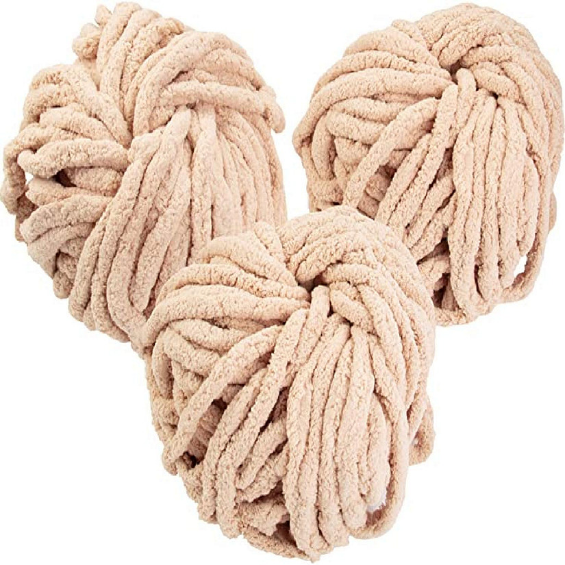 iDIY Chunky Yarn 3 Pack (24 Yards Each Skein) Grey Fluffy Chenille