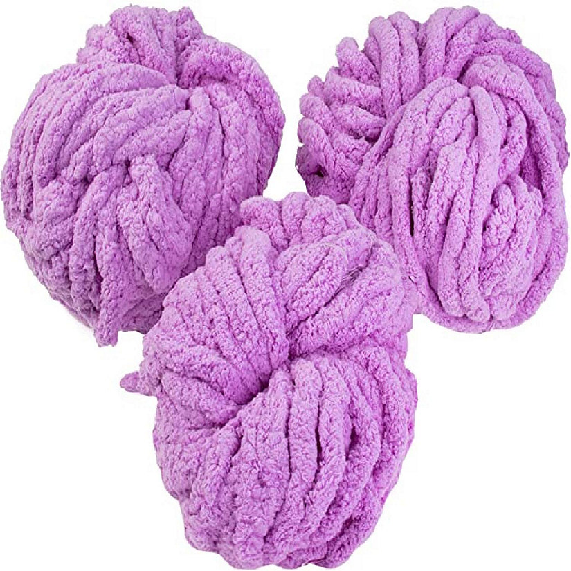 iDIY Chunky Yarn 3 Pack (24 Yards Each Skein) - Purple - Fluffy Chenille Yarn Perfect for Soft Throw and Baby Blankets, Arm Knitting, Crocheting and DIY Crafts Image